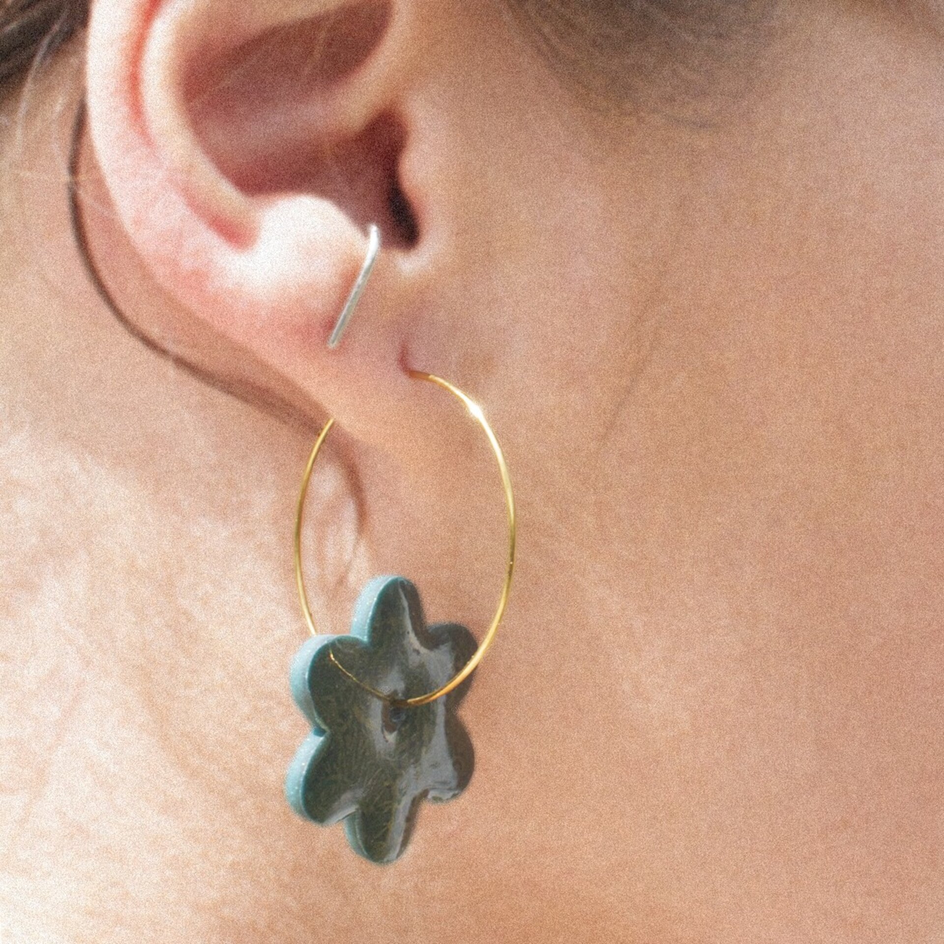 Aretes flor verde - 2